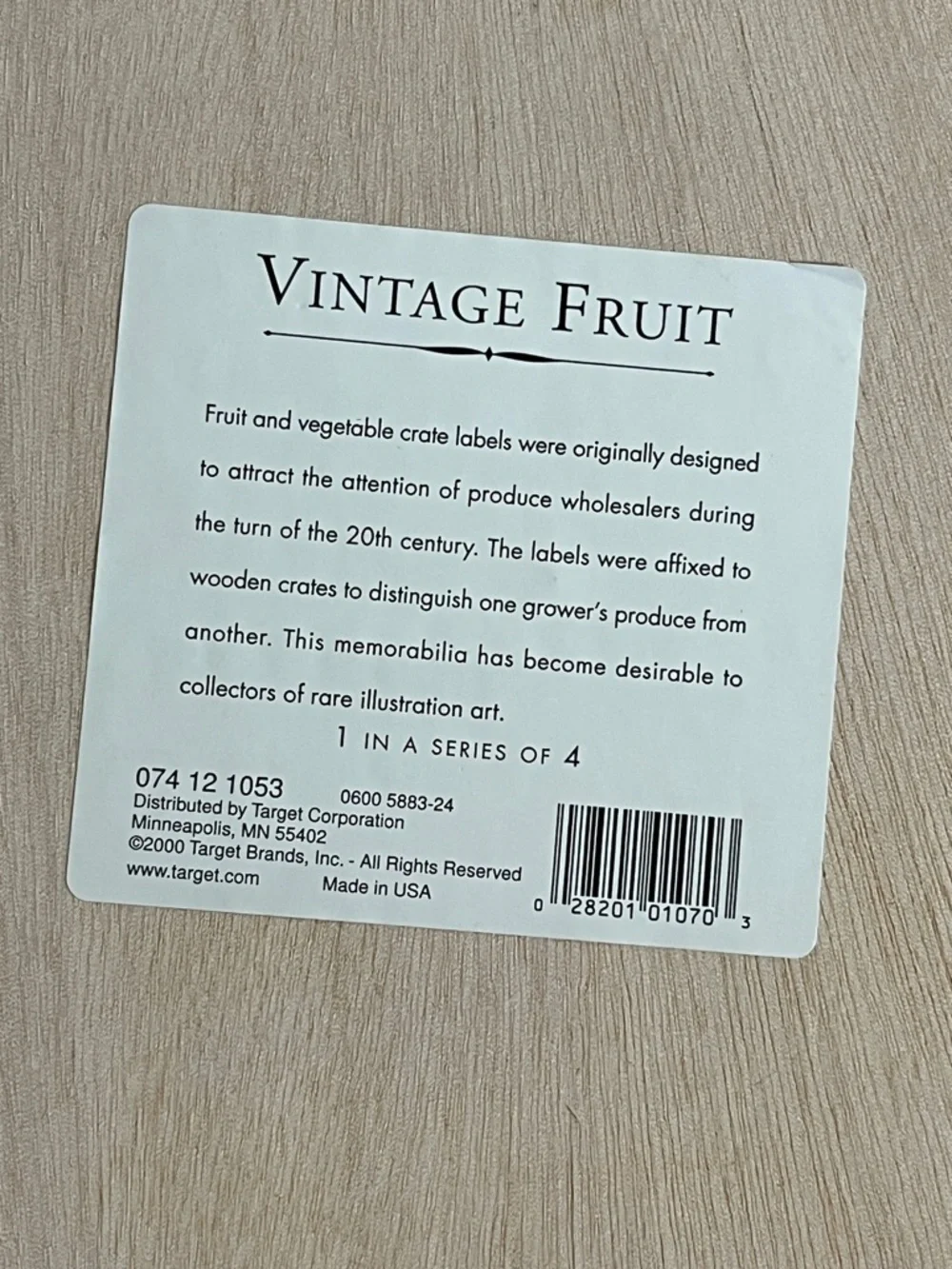 Target‎ White Vintage Fruit Label Décor Sticker 10x10